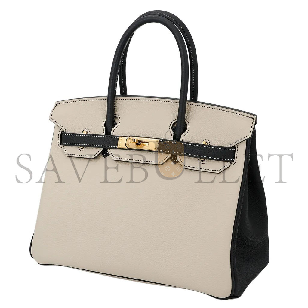 HERMES MASTER BIRKIN 25 EPSOM MILKSHAKE WHITE TINWARE GREY GOLD BUCKLE BAG H028368CK3S (25*20*13cm)